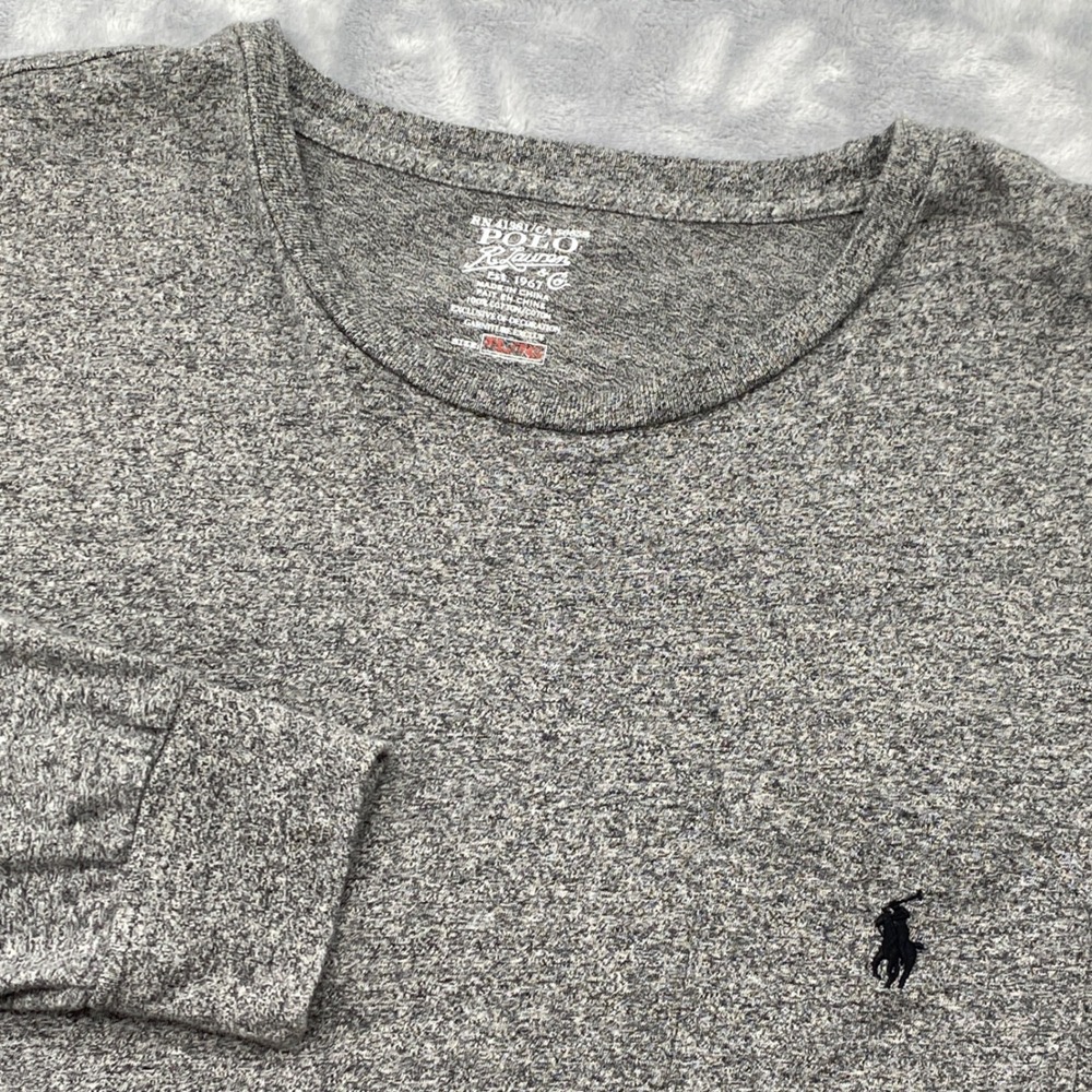 Polo Ralph Lauren Mens XL Heather Grey Long Sleeve Pocket T-Shirt Cotton Pony